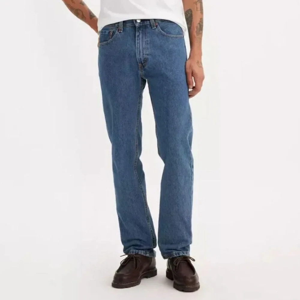 Levi's Jeans Mens 505 Regular‎ Fit 40x32 Dark Stonewash Blue 505 Straight Cotton